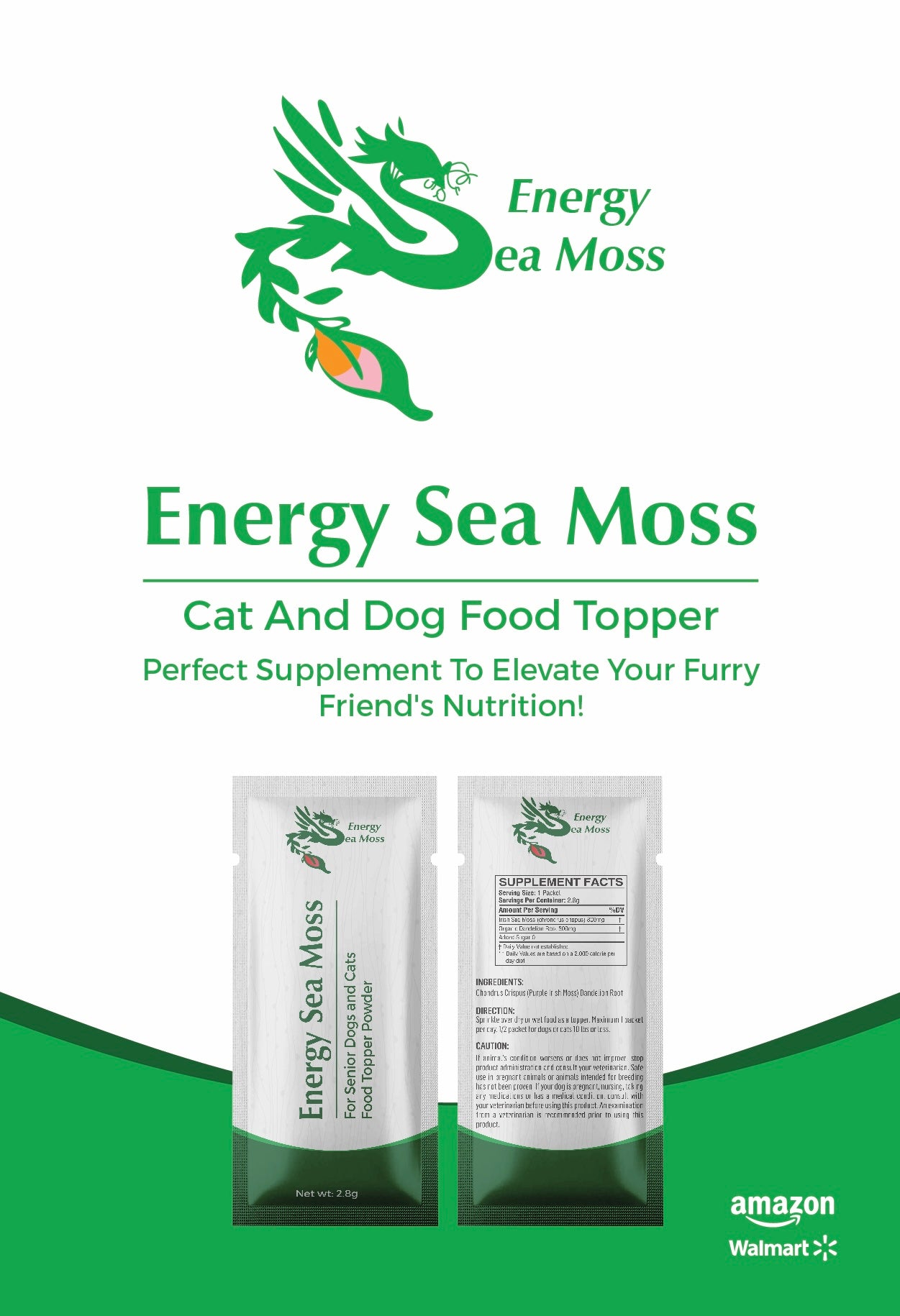 Energy Sea Moss- Senior Dogs and Cats Food Topper Powder